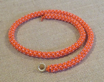 Necklace-Orange Chenille Stitch