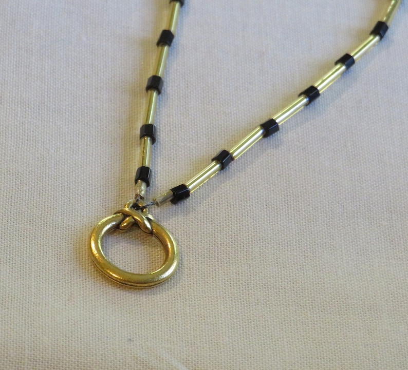 Beaded Lanyard-Gold and Black