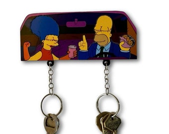 Wooden Simpsons keychain, ideal for couples
