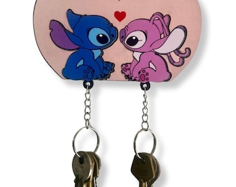 High quality handmade wooden Stitch keychain