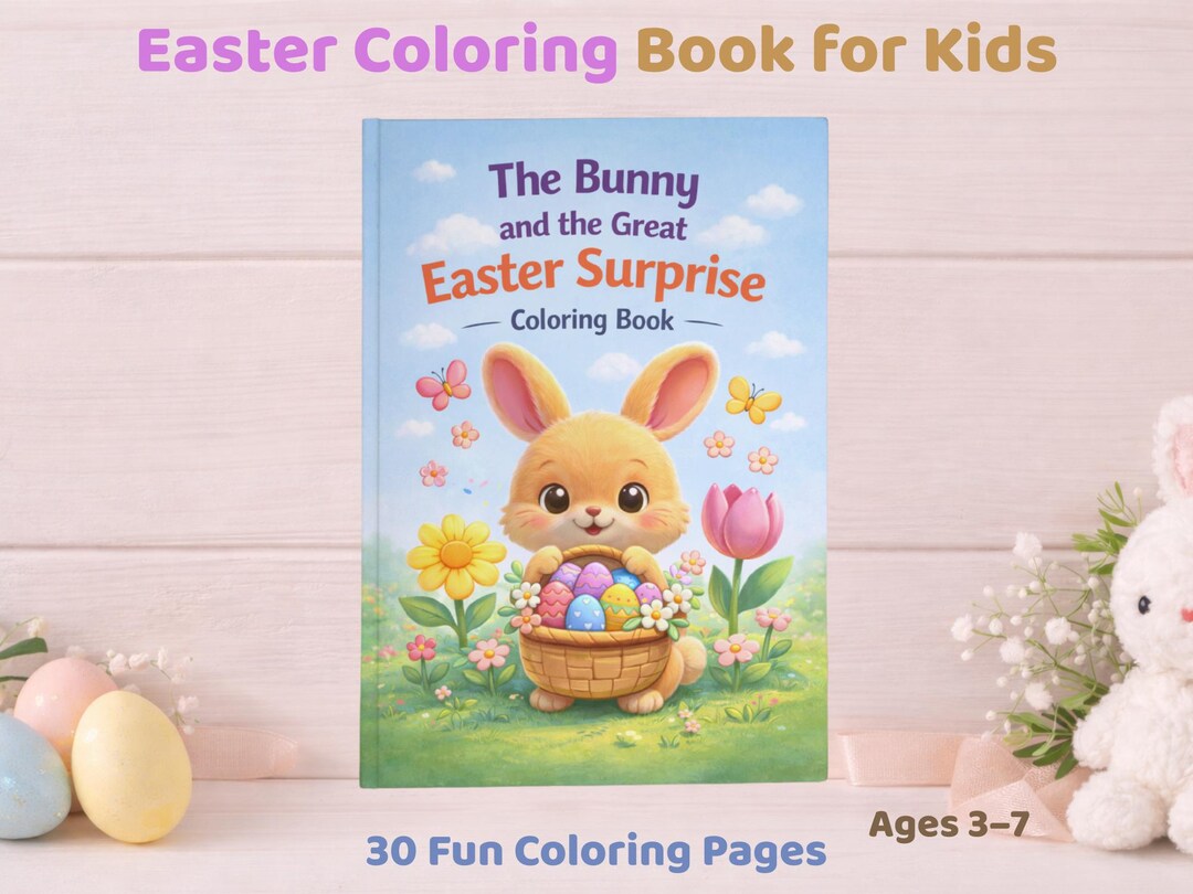 Easter Coloring Book for Kids, Printable Bunny Story Coloring Book, 30 ...