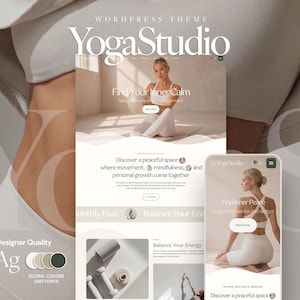 WordPress-tema för yogastudio | Hemsidemall för hälsocoacher, pilatesinstruktörer | Fitnessmärken | WooCommerce bild 1