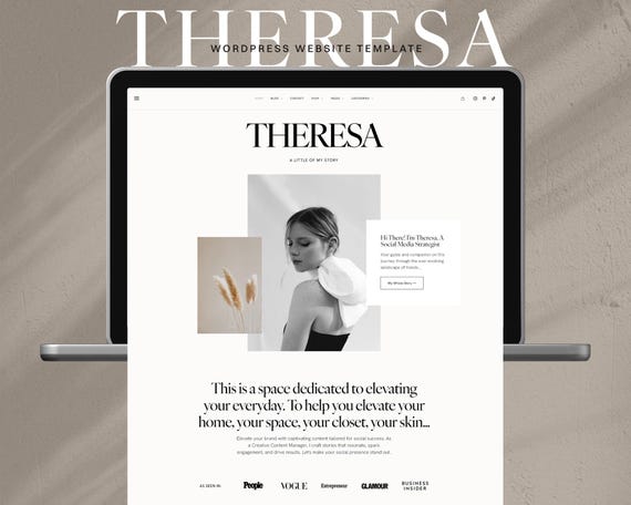 Aesthetic Website Template | WordPress Elementor Theme for Social Media Managers