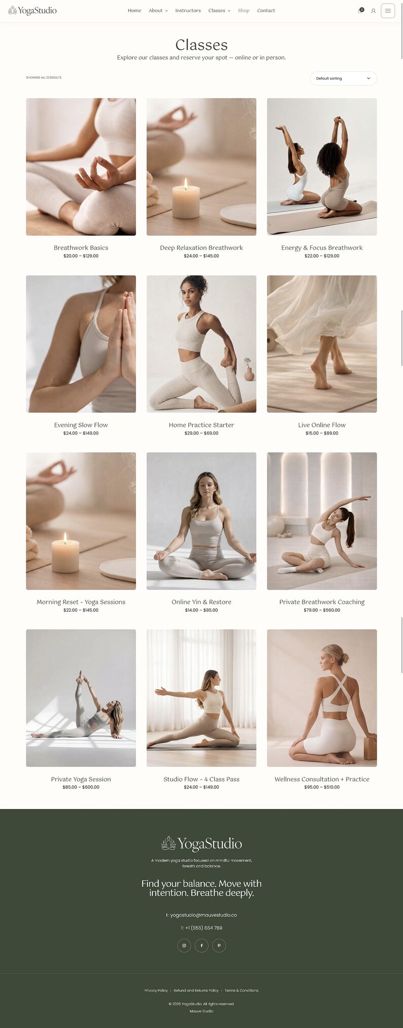 WordPress-tema för yogastudio | Hemsidemall för hälsocoacher, pilatesinstruktörer | Fitnessmärken | WooCommerce bild 9
