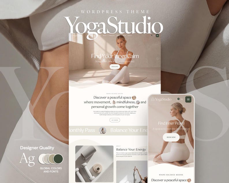 WordPress-tema för yogastudio | Hemsidemall för hälsocoacher, pilatesinstruktörer | Fitnessmärken | WooCommerce bild 1