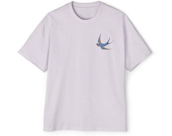 T-shirt con uccelli - T-shirt oversize pesante