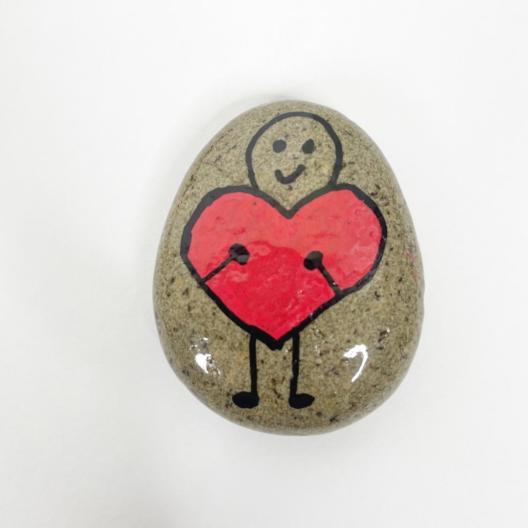Pocket Hug Painted Rocks 10 Stick Figure Drawing Heart, Affirmation