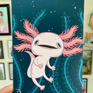 Axolotl - 6 x 4&quot; Postcard Art Print