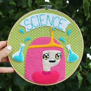 Princess Bubblegum- Handmade Large Embroidery Hoops