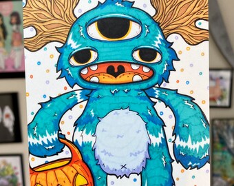 Trick or Treater Monster- 6 x 4 Postcard Art Print