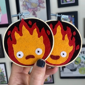 Powerful Fire Demon- Small Felt Embroidery Hoops