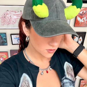 Horned Dad Caps- Antlered Baseball hats in red or green