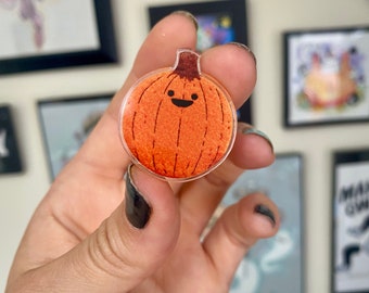 Tiny Face Pumpkin Hoop Acrylic Pin