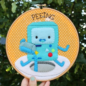 BMO Peeing and Pizza Supper - 8 inch felt Embroidery Hoops