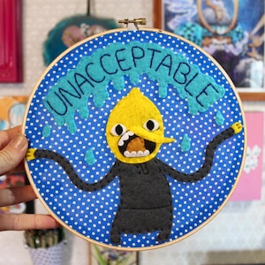 Screaming Lemon Handmade Felt Embroidery Hoop
