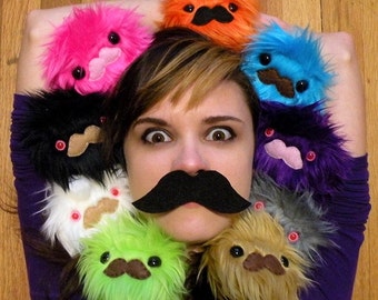 Mustache Monster- Choose your color of handmade plush toy