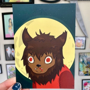 Lua Lobisomem - Impressão artística de cartão postal 6 x 4