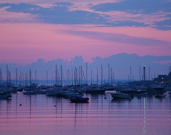Impression d'art - lever de soleil sur le port, lever de soleil de Marblehead, lever de soleil de la Nouvelle-Angleterre, bateaux dans le port