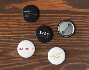 Set of BARBER pin buttons