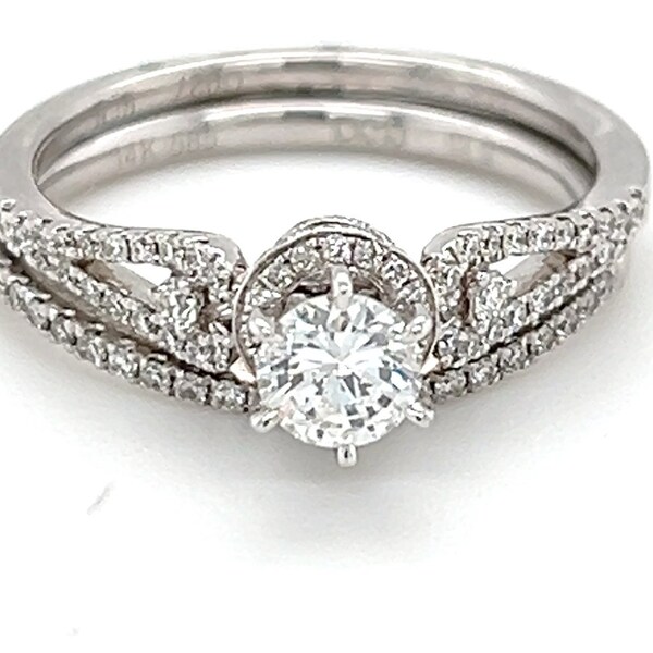 Natural Mined .38ct H VVS1 Diamond Engagement Ring & Wedding Band, Bridal Set, 14kt White Gold