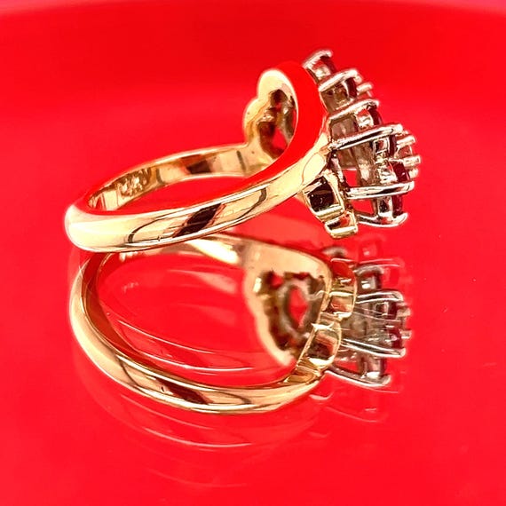 14k Ruby & Diamond Double Flower Bypass Ring set … - image 13