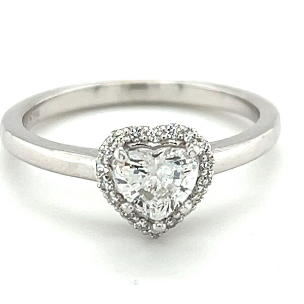 Natural Heart Diamond 0.51ct G I1 Halo Engagement Ring, 14kt White Gold