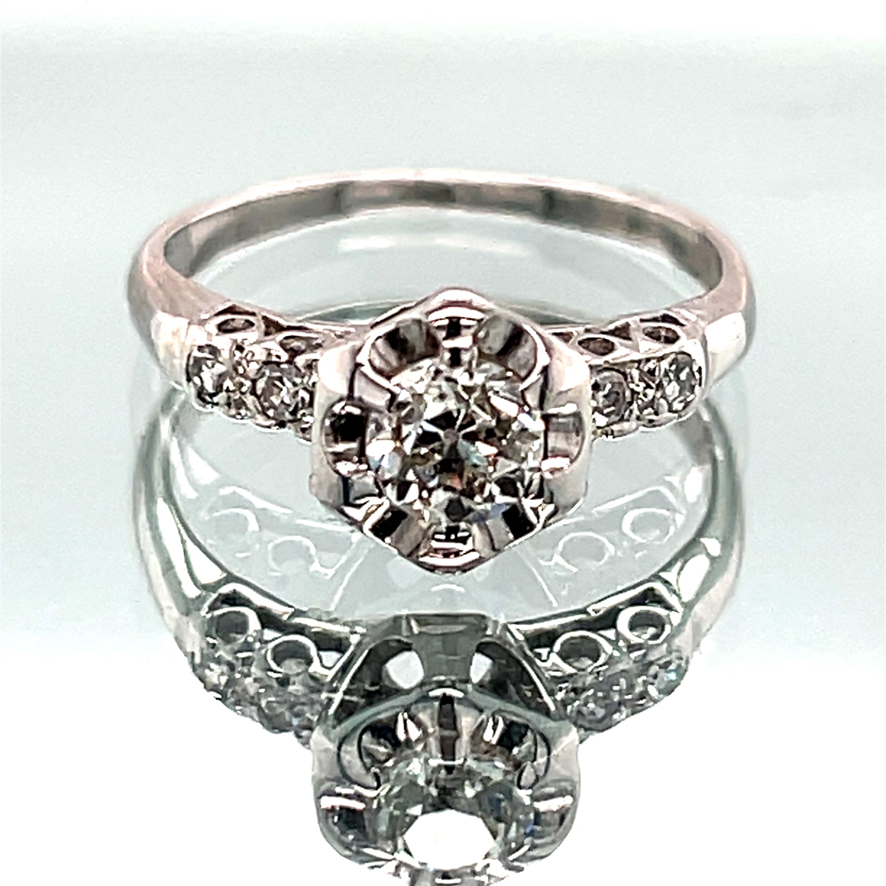 14k Vintage 0.30ct Diamond Ring, Circa 1950