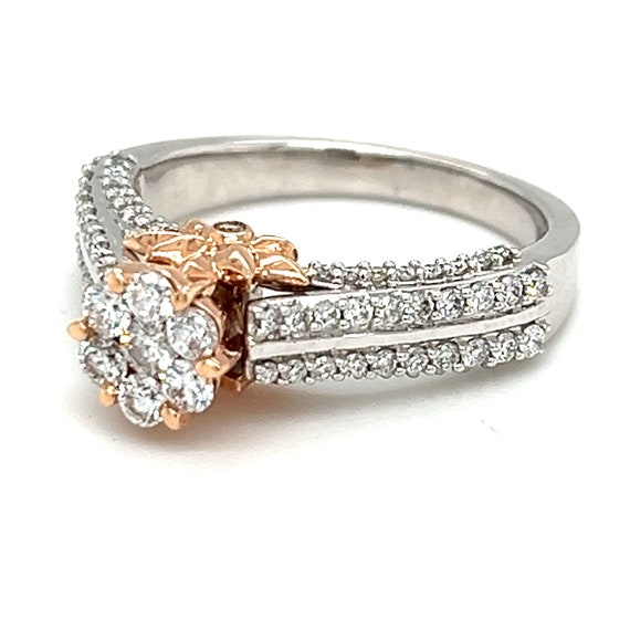 3/4ctw Diamond Floral Engagement Ring, 14kt Rose … - image 6