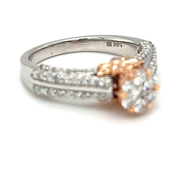 3/4ctw Diamond Floral Engagement Ring, 14kt Rose … - image 7