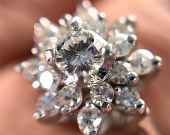 950 Platinum approx 0.75ctw Diamond Cluster Cocktail Ring