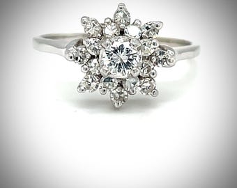 950 Platinum approx 0.75ctw Diamond Cluster Cocktail Ring