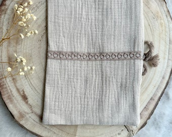 Beige health book cover with brown lace to personalize