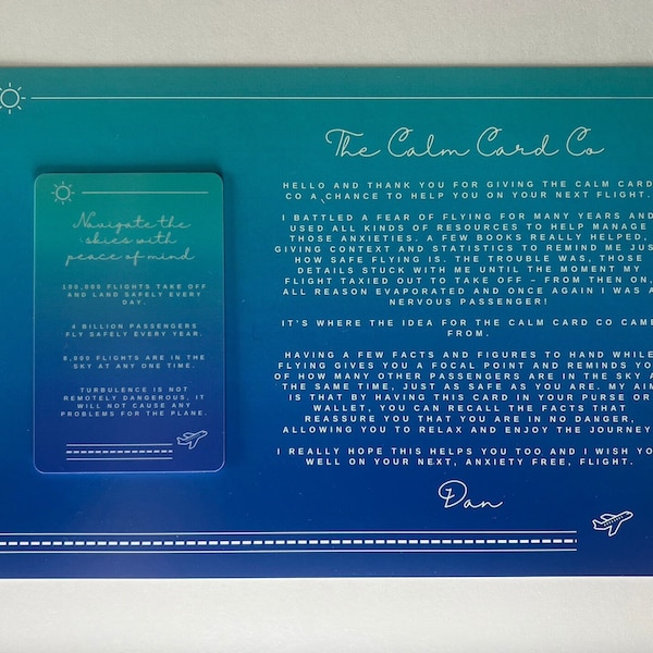 Fear of Flying - Reduce Anxiety - Calm Card Companion For Travelling by Plane To Stay Calm and Relaxed. Tackle Fear of Flying - Travel Gift