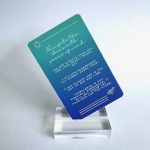 Voe sem medo! Cartão "Medo de Voar" para reduzir a aerofobia e a ansiedade de viajar, viagem tranquila - Cartão de presente de viagem para carteira/bolsa (fonte pequena)
