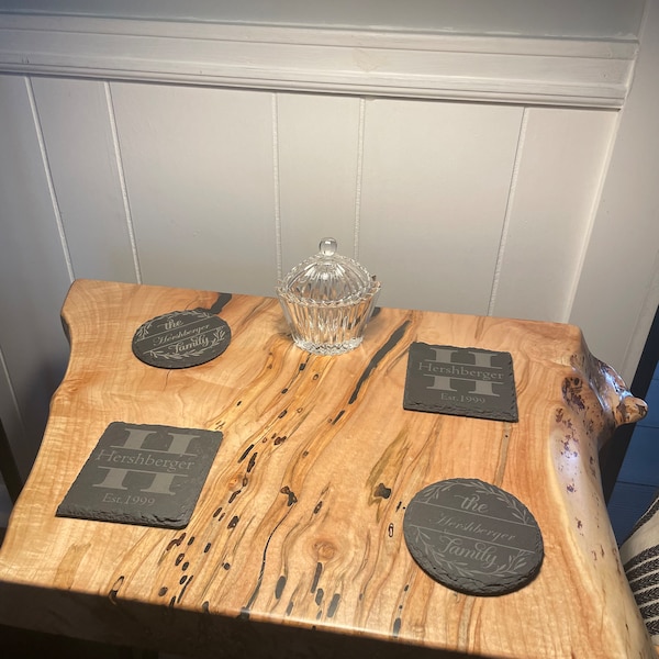 Slate Custom Family engraved coasters for Home, Home Bars, Gifts for Loved Ones