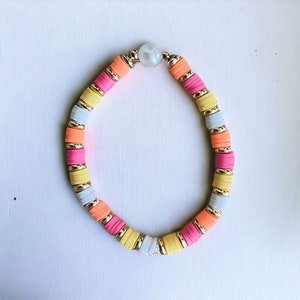 Handmade, clay bead bracelet
