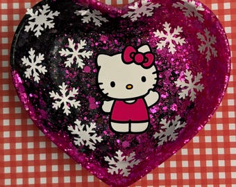Kawaii , kitty and snowflakes trinket tray