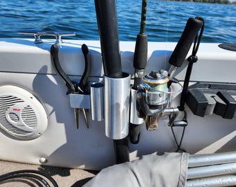 Handmade Aluminum Fishing Rod and Net Holder: Boat, Dock, or Wall Mount