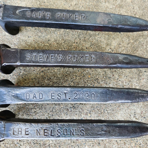 Personalized Fire Poker | Railroad Spike Handle, USA Made