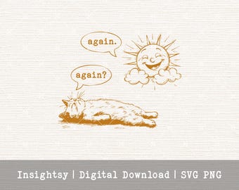 Sleeping Cat Illustration Not A Morning Person Digital Download SVG File for Craft Cutting File Sticker Making Template for Shirt Decoration