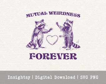 Raccoon Couple Illustration Digital Download Design File For Craft Wedding Gift Couple Art Weird Love Cartoon Drawing Purple Animal Romantic