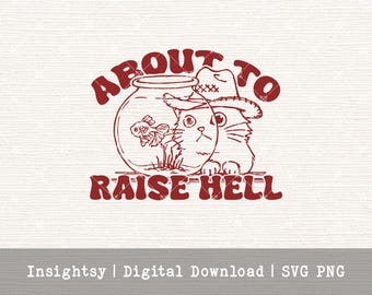 Funny Pet Illustration Digital Download Craft File Cutting Machine Ready Design Sarcastic Cat Fishbowl Art Print File For Mug Design SVG