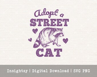 Raccoon SVG File Format Download Digital Design Cutting File for Cricut Machine Compatible Craft Project Shirt Design Street Cat Rescue SVG