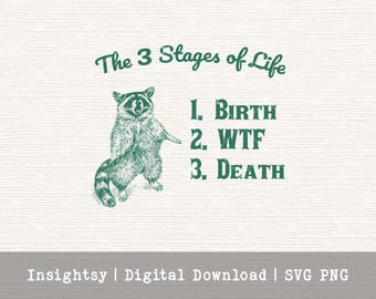 Digital Raccoon File Vector Art Funny Wildlife Sketch Design Vintage Look Nature Inspired Animal Illustration WTF Art Sarcastic Humor Life