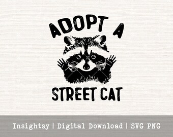 Raccoon SVG File Format Download Digital Design Cutting File for Cricut Machine Compatible Craft Project Shirt Design Street Cat Rescue SVG