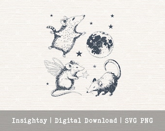 Possum Digital Download SVG File for Craft Cutting Template Digital Art Night Creature Moon Design Small Business Gift Maker Craft Supply