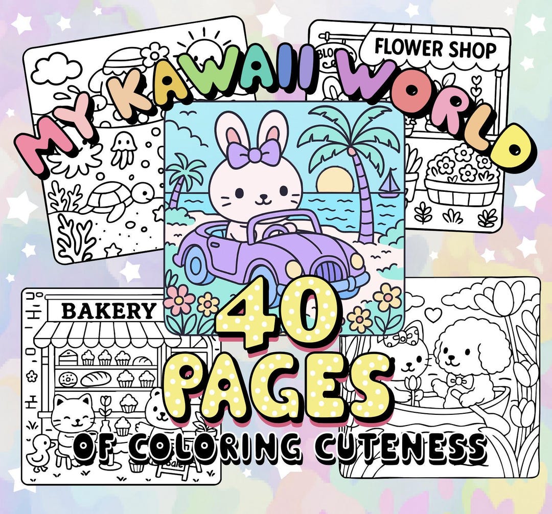 Kawaii Coloring Book Digital Download Printable Pages Kids Activity ...
