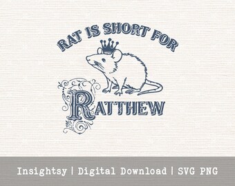 Funny Rat Crown Graphic Digital Art Vector Download Shirt Design Cute Animal Print File Transfer Ready Pet Gift Novelty Item Victorian Style