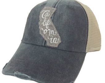 California Love Script Navy or Grey Adult Hat by Chic Baby Rose