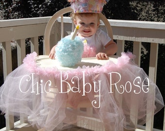 Fluffy Birthday High Chair Tutu Skirt for her Party by Chic Baby Rose